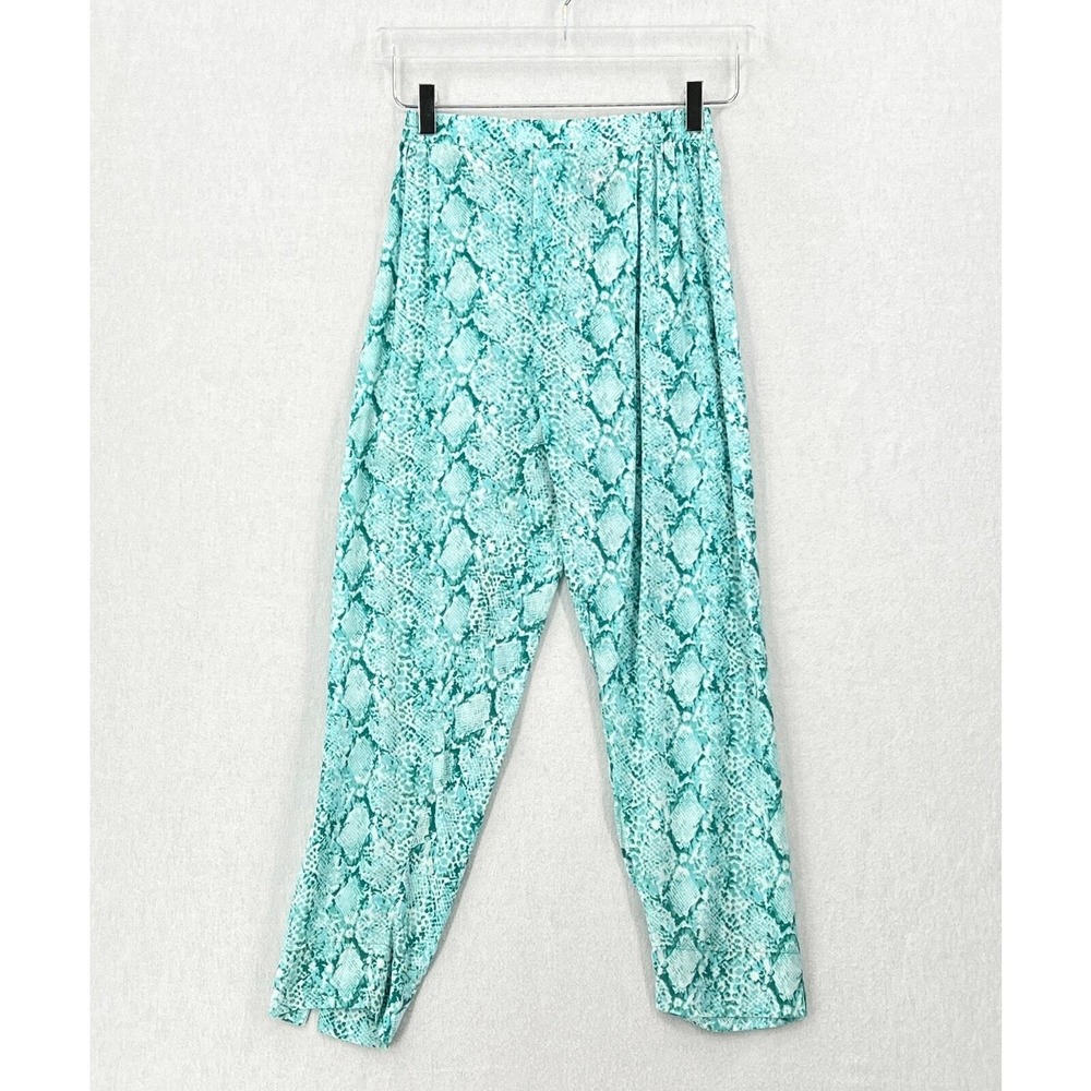 FEATHER & FIND Set XS Blue Python Snake Paradisio Ruffle Top Relax Pant Bamboo - Picture 8 of 16
